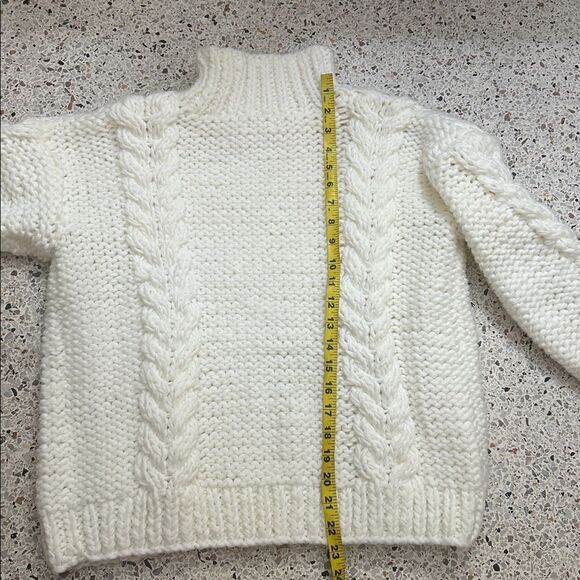Lovers + Friends ivory cream cable knit chunky cozy sweater small s turtleneck - Picture 6 of 6